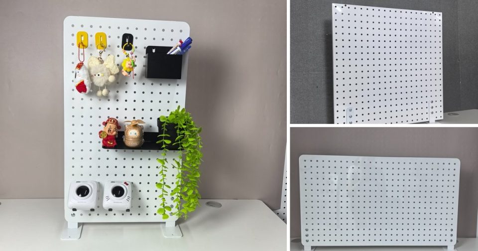 Chọn tấm pegboard kim loại cho bàn học: khổ, lỗ, chân đế hay kẹp bàn