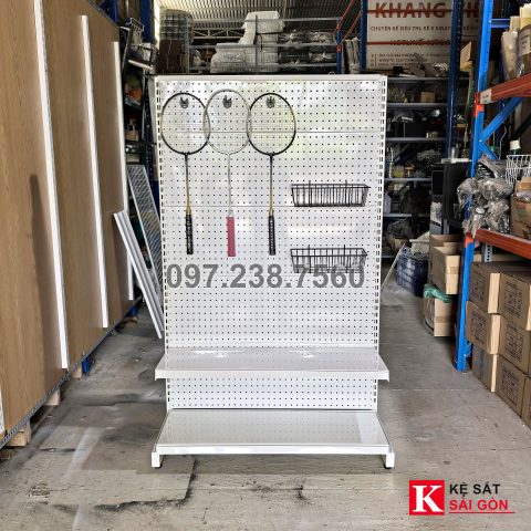Kệ pegboard 140×180cm 2 tầng chung chân