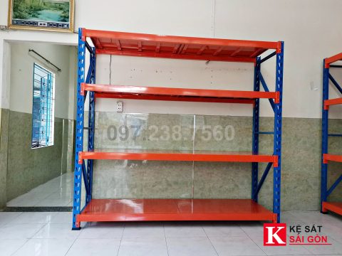 Kệ trung tải 200×60×200cm 4 tầng lắp thực tế cho kho lưu bản vẽ, tài liệu