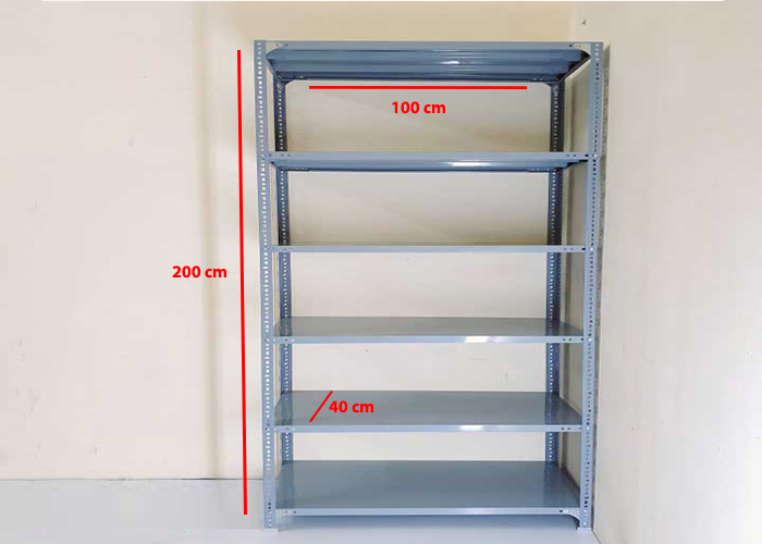 Kệ Sắt - Dài 150cm x Rộng 50cm x Cao 200cm x 4 tầng - 4x6 - Xám