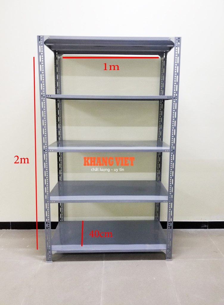 Kệ Sắt - Dài 240cm x Rộng 40cm x Cao 80cm x 2 tầng - 4x6 - chung chân - Xám