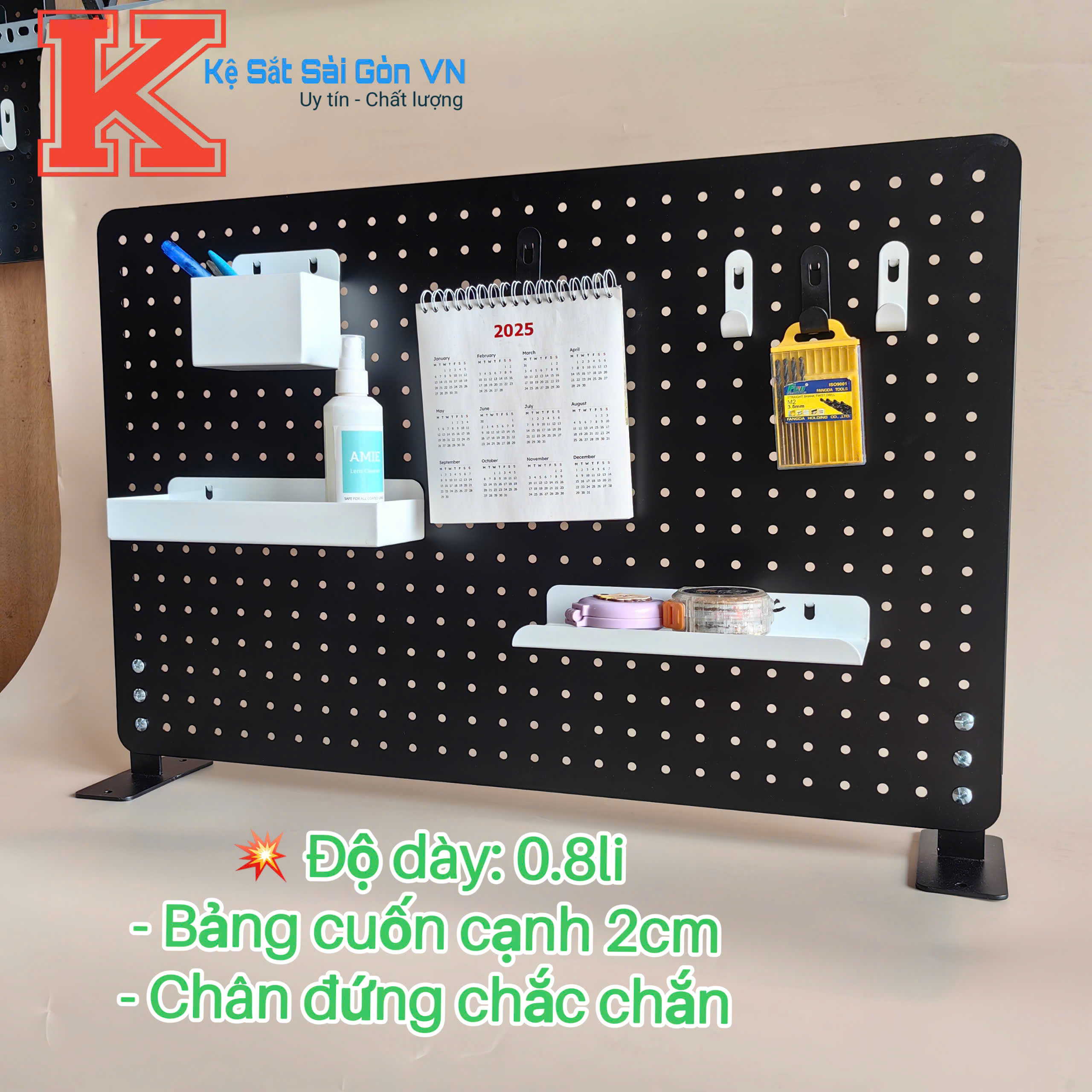 Bảng Pegboard chân đứng để bàn treo dụng cụ học tập, Set up bàn làm việc