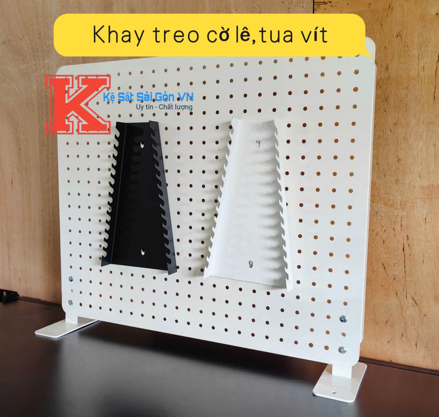 Khay treo cờ lê, giá treo dụng cụ cơ khí dùng cho bảng Pegboard kim loại